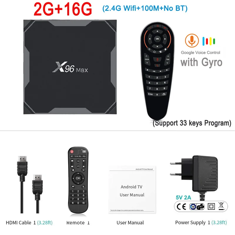 2G 16G X96MAX Smart Android 9,0 4G 64G ТВ коробка Amlogic S905X2 LPDDR3 четырехъядерный двойной Wifi Bluetooth 1000M H.265 X96 Max 4K HD телеприставка - Цвет: 2G 16G