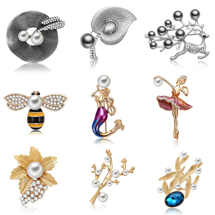 Женские Броши с искусственным жемчугом и кристаллами|Броши| |