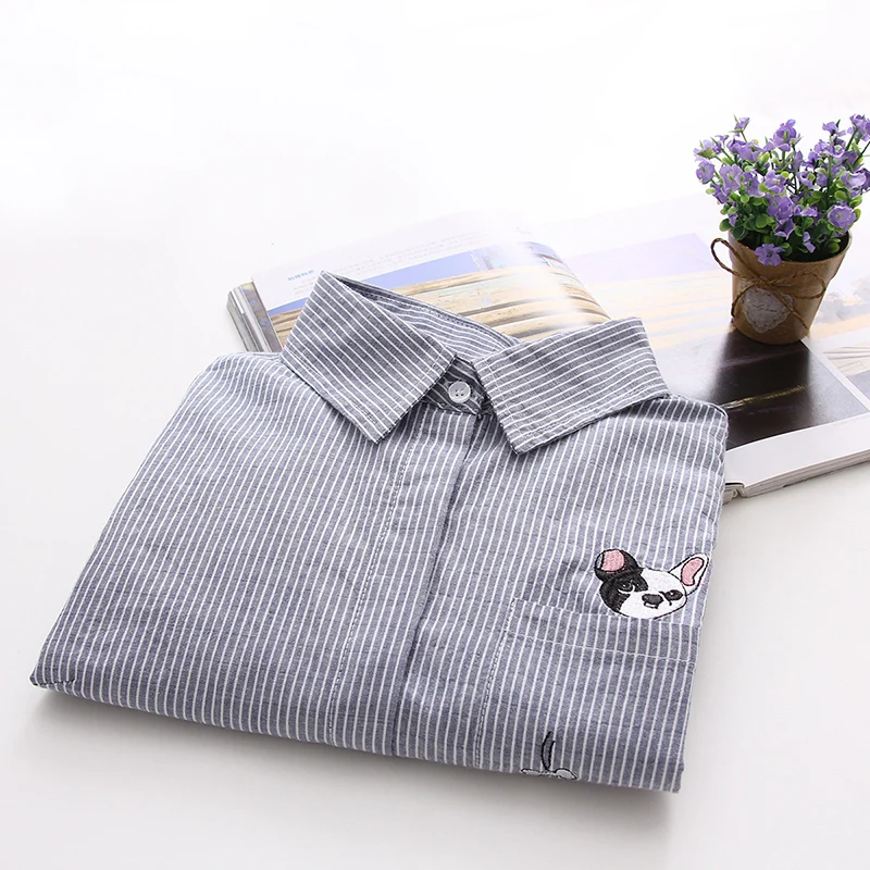 Японская осень новый карманный собака кость полосатый котенок полоса рубашка