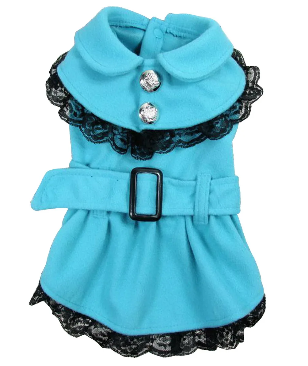 Цветочное кружево шерстяное платье принцессы для собак зимнее пальто на