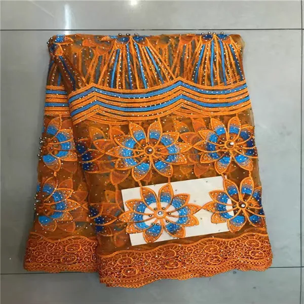 2018 New arrive Pretty african lace fabric with stones embroidery french tulle 6 color available 5 yards per lot | Дом и сад