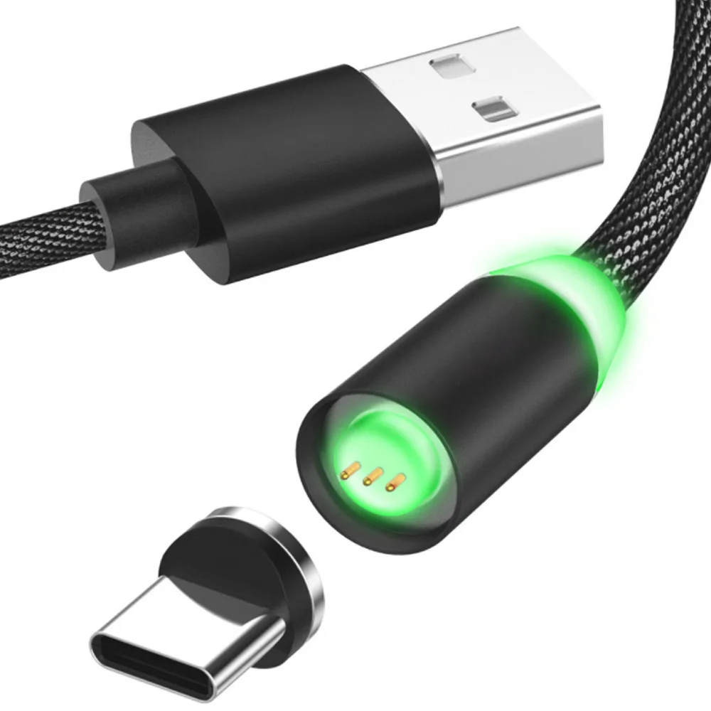 3 в 1 360 градусов 2.4A быстрая Магнитная Зарядка USB прочный нейлоновый тканевый