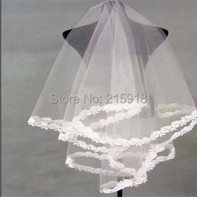 Белый цвет один слой 150 см края шнурка фаты красный короткие кружева фату one-слои