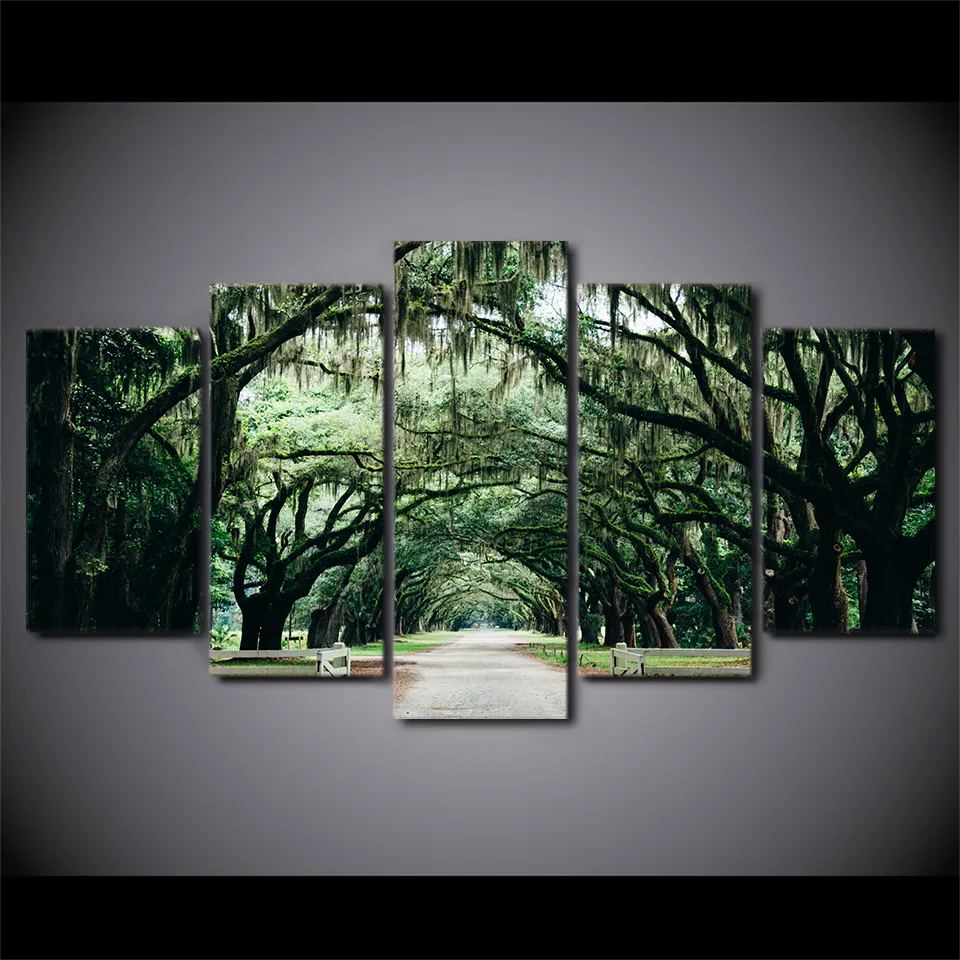 Печатная Картина на холсте Постер настенные картины 5 панелей Тропическое дерево