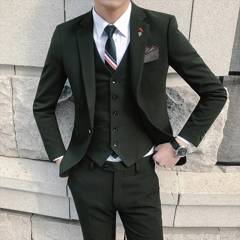 Новинка 2018 мужской однотонный твидовый костюм из полиэстера с одной пряжкой