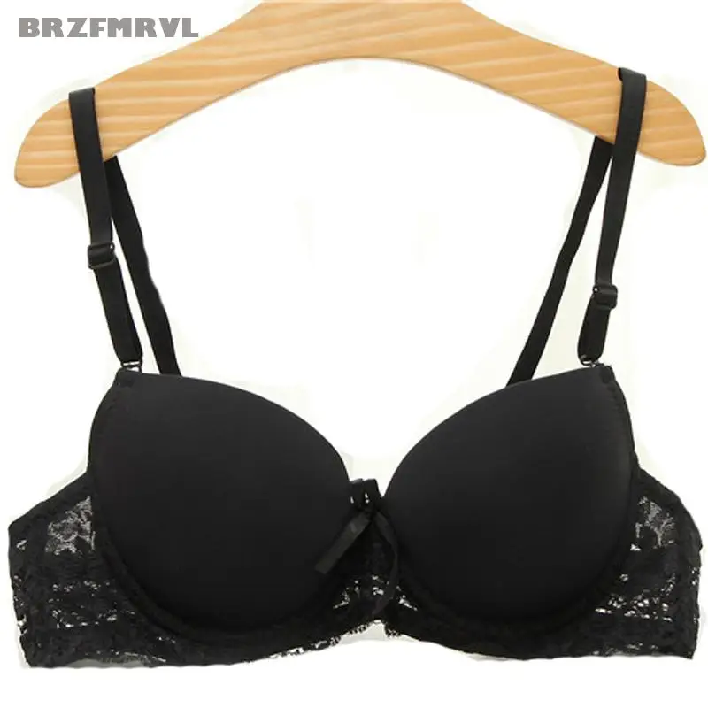 Привлекательный кружевной бюстгальтер пуш ап черного цвета для девушек