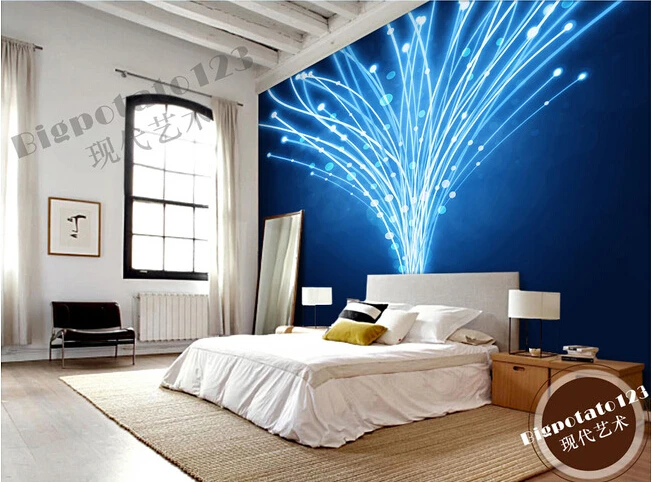The latest custom 3D murals blue fantasy dynamic line abstract wallpaper KTV bar background wall paper | Обустройство дома