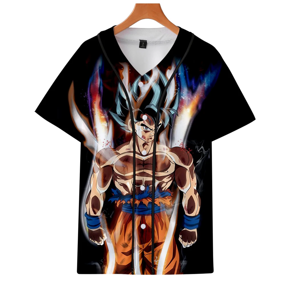 Летняя бейсбольная рубашка с 3D принтом DRAGON BALL модная повседневная Уличная одежда