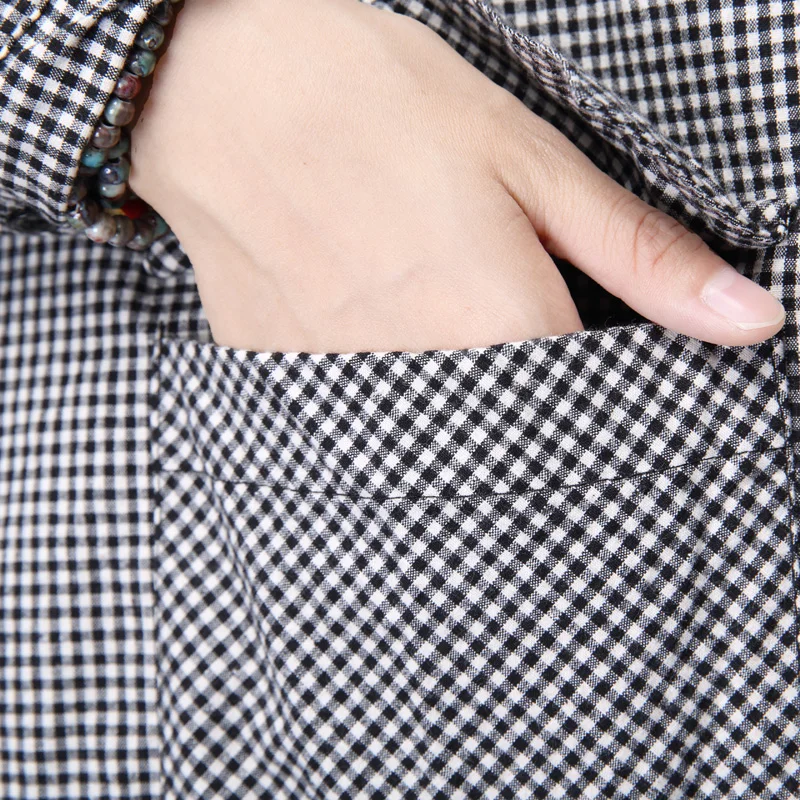 Женские длинные рубашки 2017 Осенняя клетчатая рубашка с длинным рукавом Женская