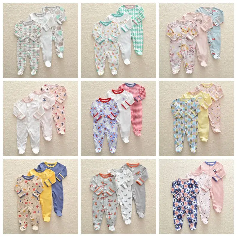 Детские пижамы из хлопка для новорожденных bebe одежда 3 шт Одежда для девочек единорожки Пижама для младенцев Одежда для мальчиков комбинезон для малышей