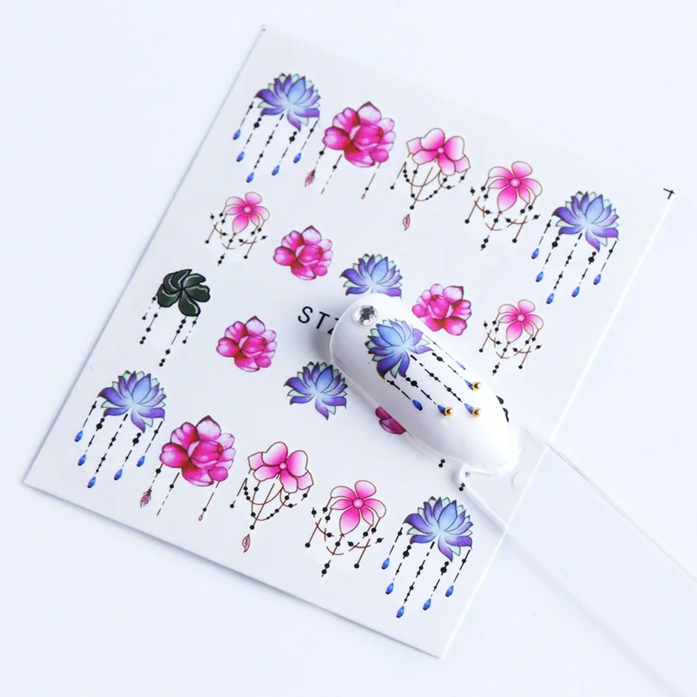 40 шт. дизайн водяной знак слайдер ногтей наклейки самоклеющиеся цветок бабочка