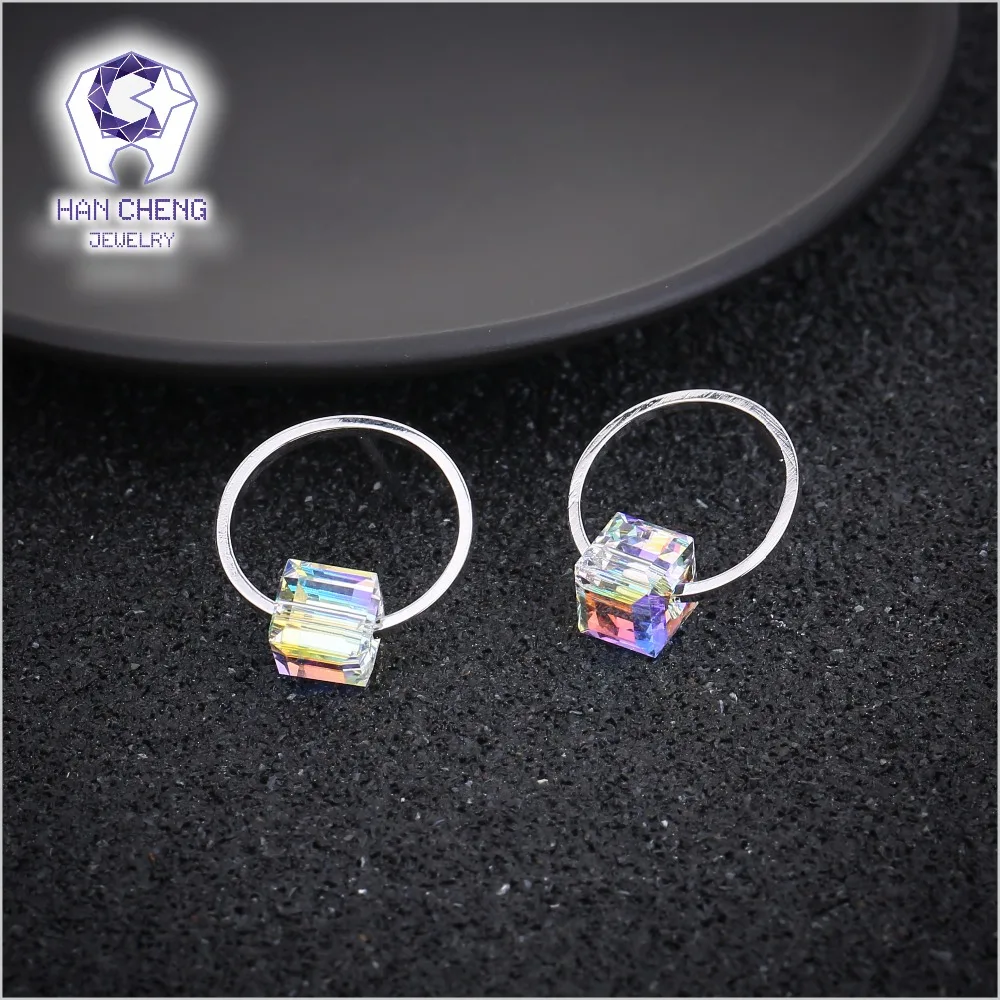 Женские серьги гвоздики HanCheng из меди и серебра 925 пробы с