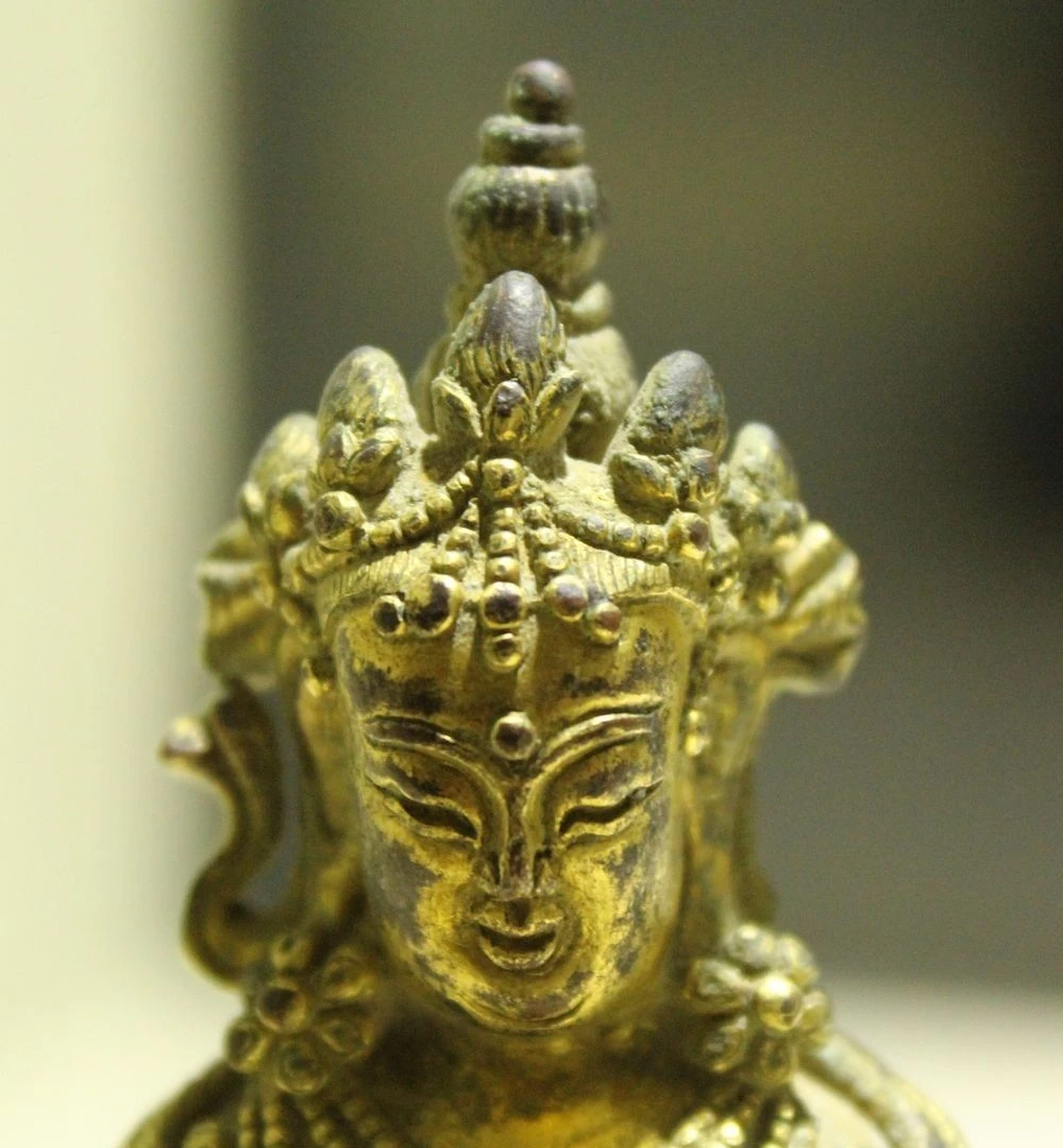 Старый Тибет Храм Бронзовый Золото Позолота Амитаюс долголетие Бог Богиня