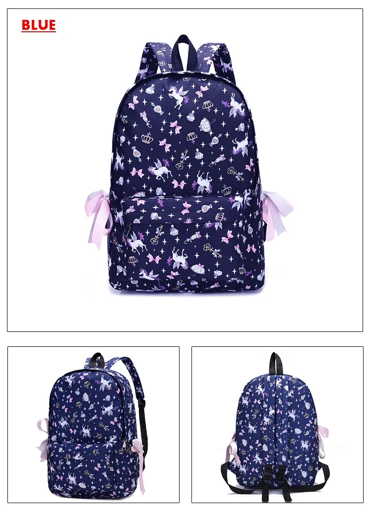Милый рюкзак с единорогом для женщин Mochila нейлоновый рюкзак с 3D мультяшным принтом школьная сумка для девочек брендовая сумка для книг дорожная сумка Sac A Dos