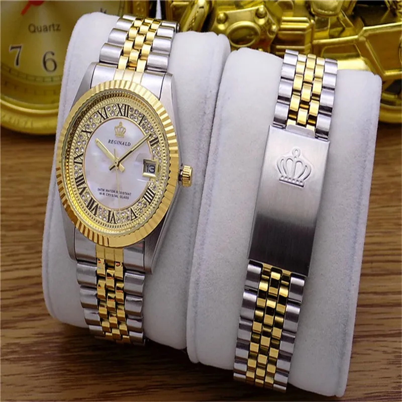 Топ бренд Реджинальд Для мужчин Часы из нержавейки Классические кварцевые часы