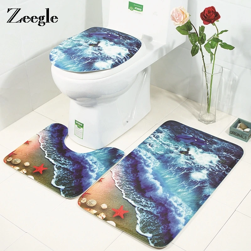 Zeegle 3 шт. Ванная комната Комплект ковриков для фоны фотографирования морские