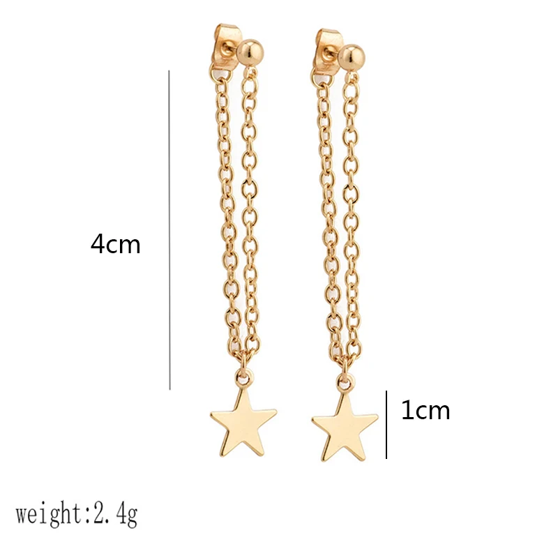 2 шт./компл. женская мода темперамент звезда цепочка золотые серьги Креативные
