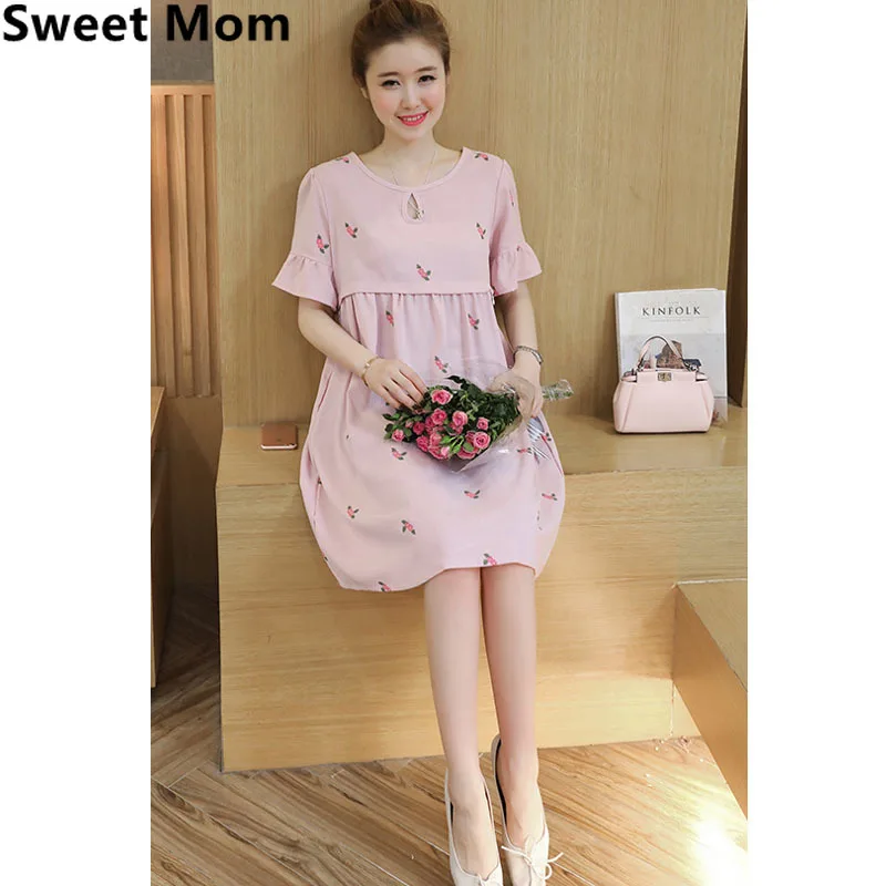 Print Zipper Feeding Pregnancy Dress Nursing Maternity Dresses for Pregnant Women Clothes Casual Breastfeeding Vestido | Мать и ребенок
