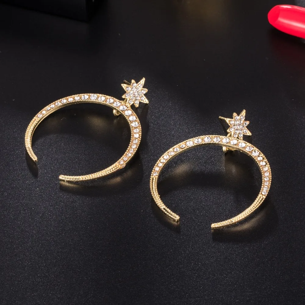 ALIUTOM новые модные многоугольные серьги капли с большим полумесяцем и кристаллами