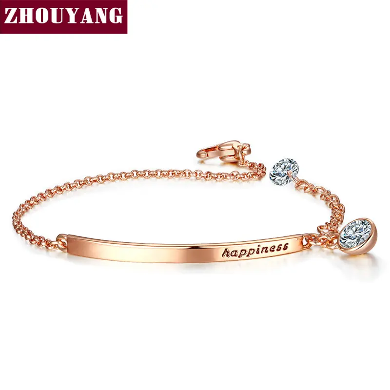 Clear RoseGold ZHOUYANG Blacelet для женщин OL Стиль кубический цирконий Розовое золото Цвет австрийский кристалл модный подарок ювелирной дружбы ZYH195 - Окраска металла: Clear RoseGold