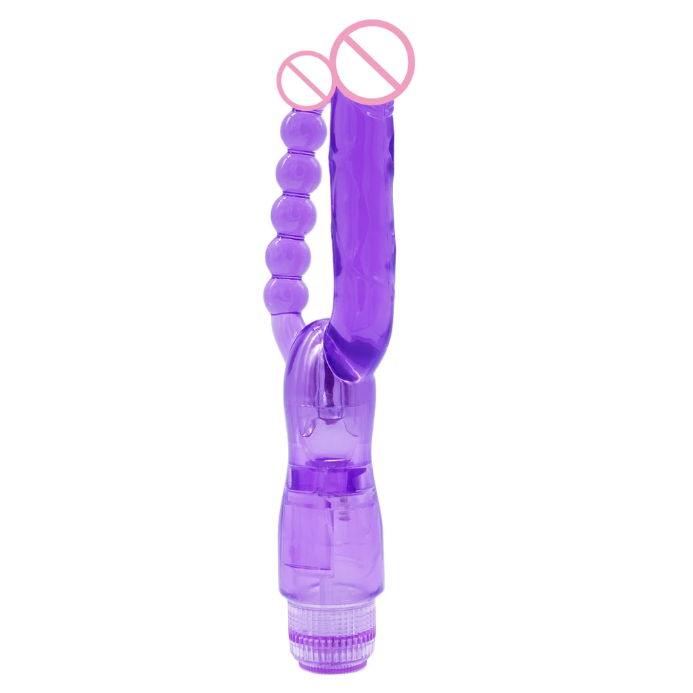 Двойной фаллоимитатор DOMI вибратор с текстурированным валом женские секс товары