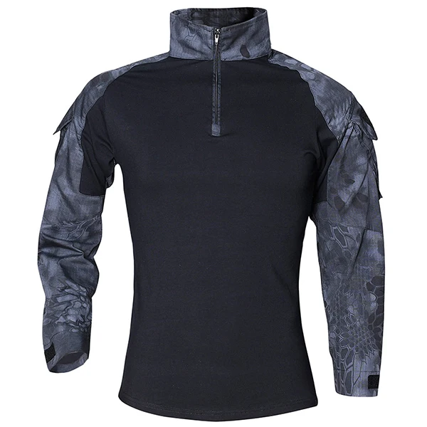 Black Python S-5XL, большие размеры, тактическая рубашка, Униформа, уличная камуфляжная боевая одежда, походные тренировочные Топы в стиле милитари, рубашка с длинным рукавом в армейском стиле - Цвет: Black Python