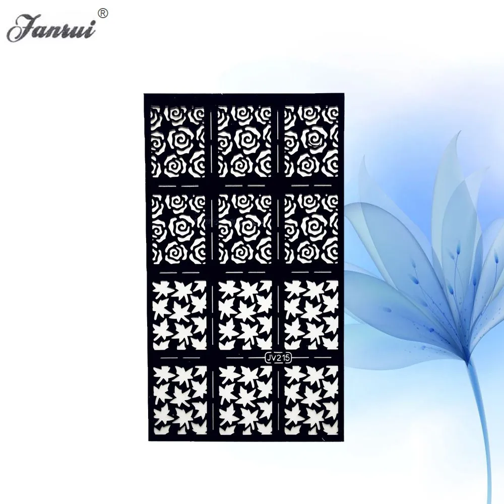 Пустой белый кленовый лист хны роза дизайн ногтей шаблон наклейка трафарет для