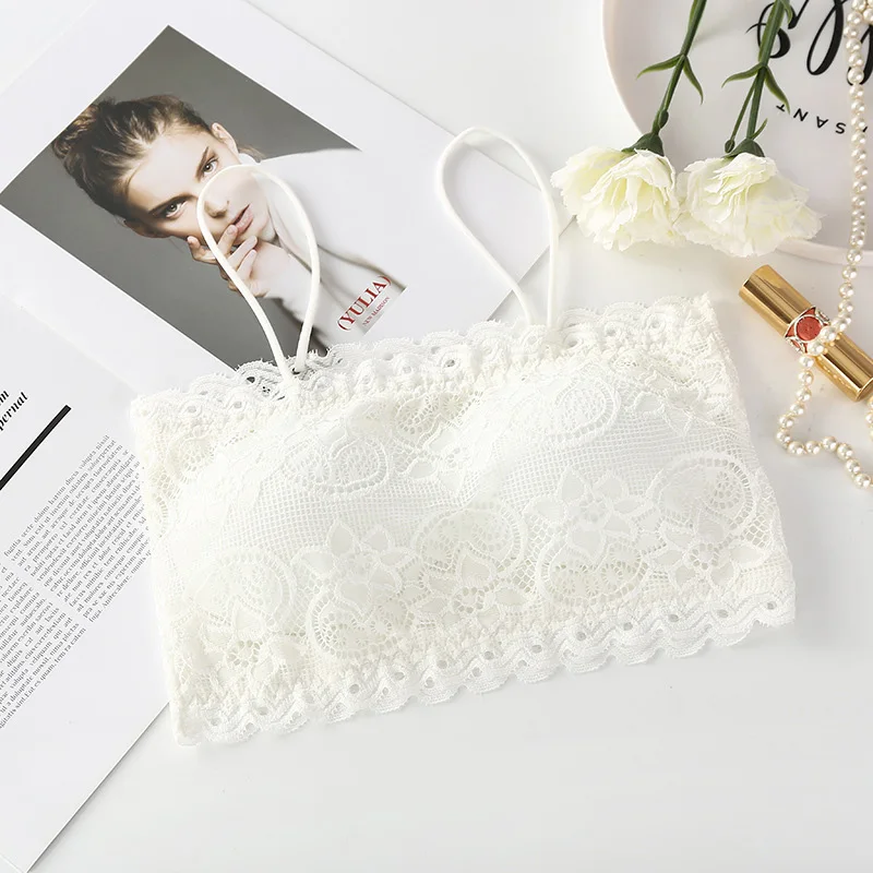 Женский кружевной бюстгальтер без бретелек Бюстгальтер бандо с цветочным