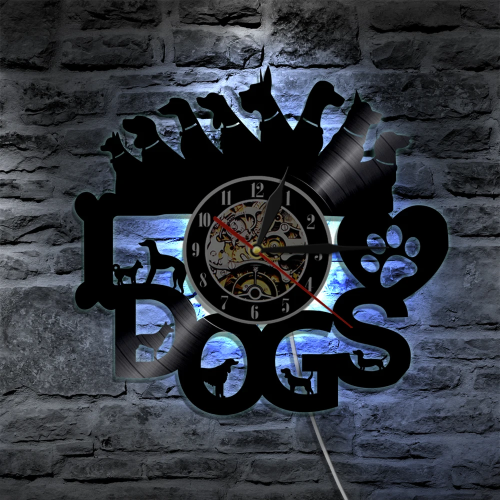 Настенные часы I Lover Dogs светодиодный светильник в винтажном стиле с изображением