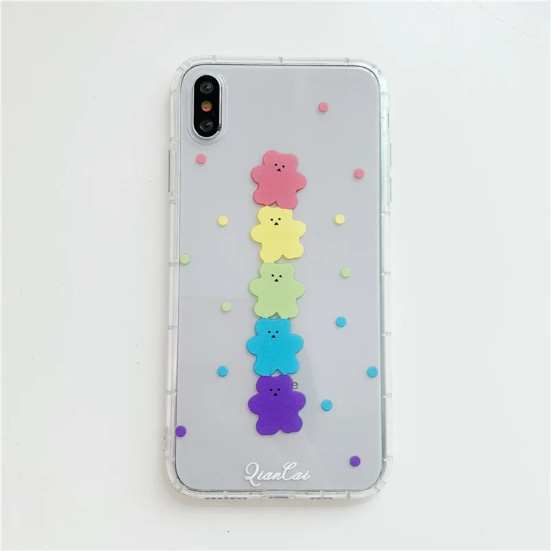 INS Корея милый чехол для телефона из Конфета медведь для iphone Xs MAX XR X 6 6s 7 8 plus супер языки пламени красный прозрачный мягкий ТПУ задняя крышка Fundas - Цвет: 1