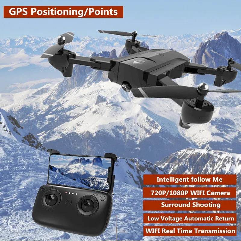 Новый GPS Радиоуправляемый Дрон FPV Follow Me Квадрокоптер регулировка угла 1080P HD WIFI