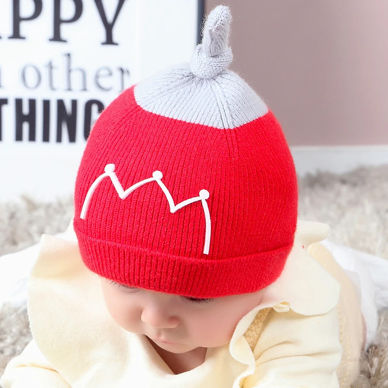 Новинка 2017 года Корона размер вязать крышка младенца детские вязаные шапки
