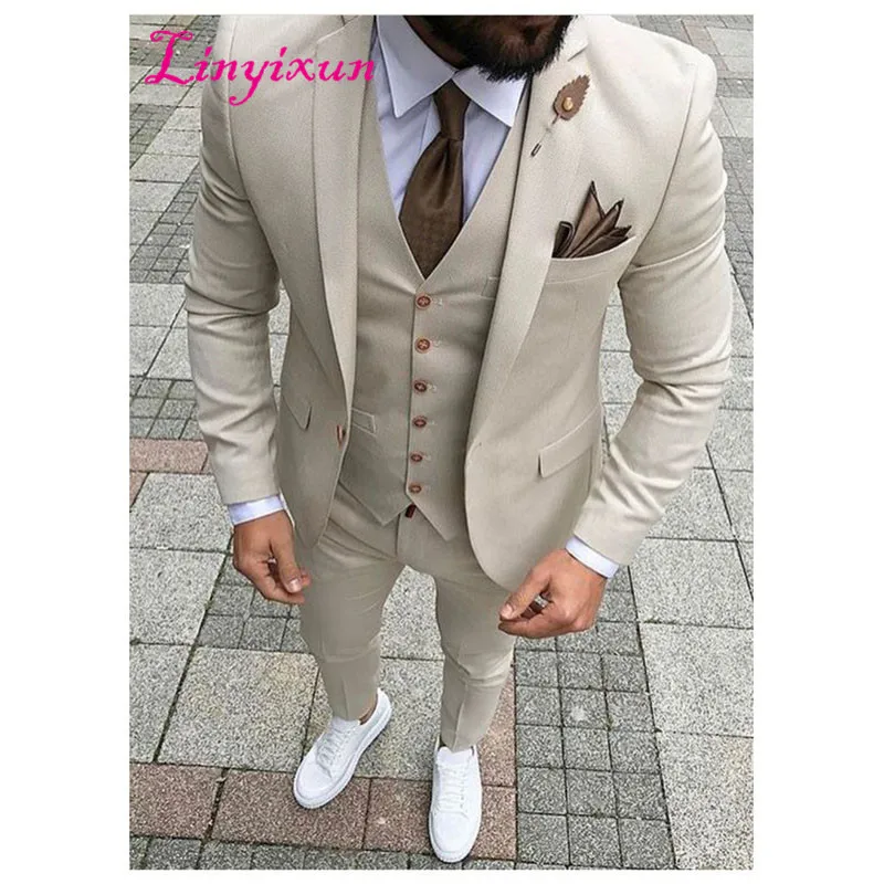 

Casual Men Suits Slim Fit Formal Business Prom Wedding Groom Wear Brazer Suits For Office Wear 3 Peieces (Jacket+Pant+Vest)