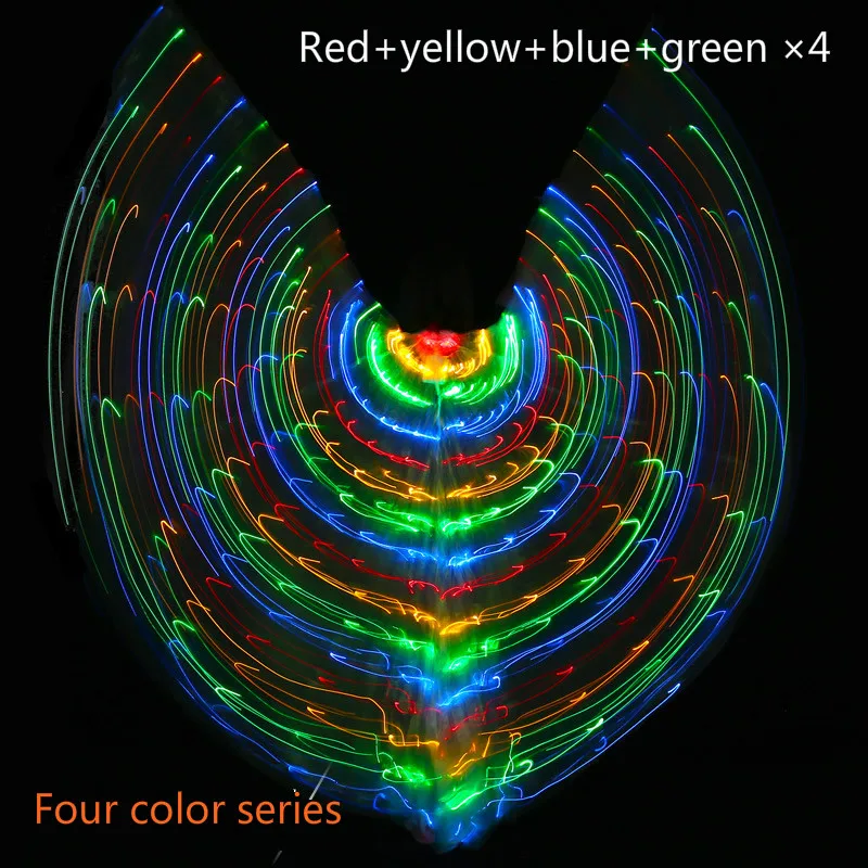 Ruoru Led Isis крылья с регулируемыми палочками аксессуары для танца живота реквизит для сцены блестящие Светодиодные Крылья открываются на 360 градусов - Цвет: 4 color