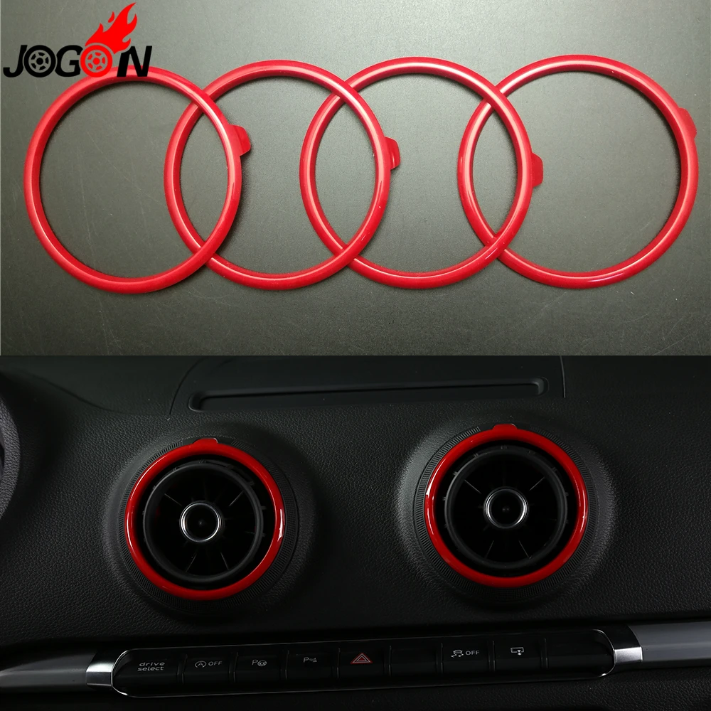 

Red Yellow For Audi A3 8V 2013 2014 2015 2016 2017 Car Console Air Condition Vent Outlet Outer Ring Round Cover Replacement 4pcs