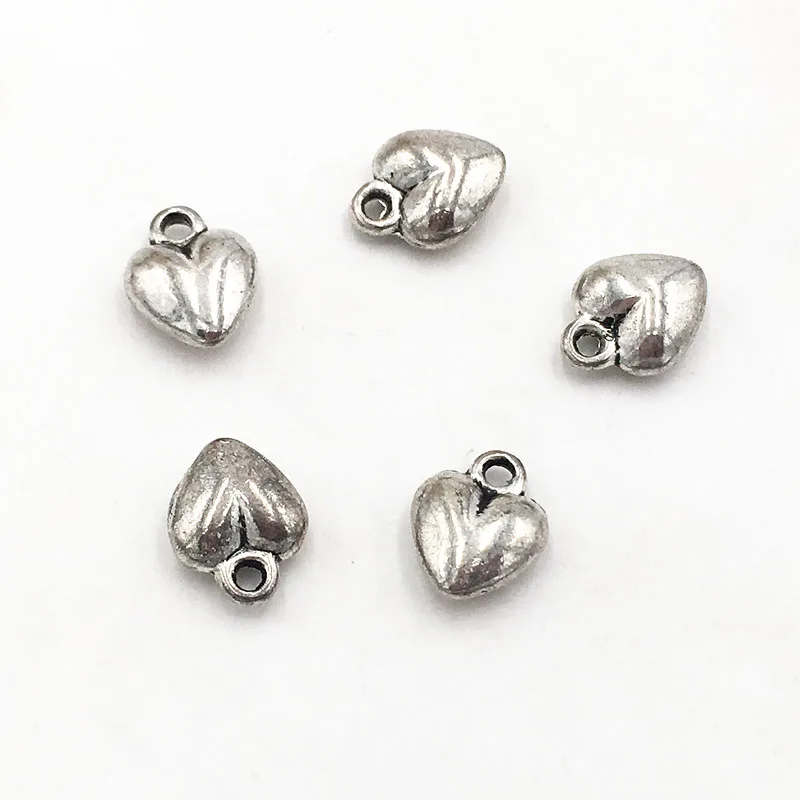 LEENAHAR-10pcs винтажная антикварная серебряная металлическая подвеска в форме сердца