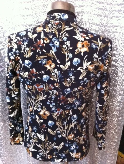 Модный мужской костюм с цветочным принтом размера плюс для ночного клуба певицы