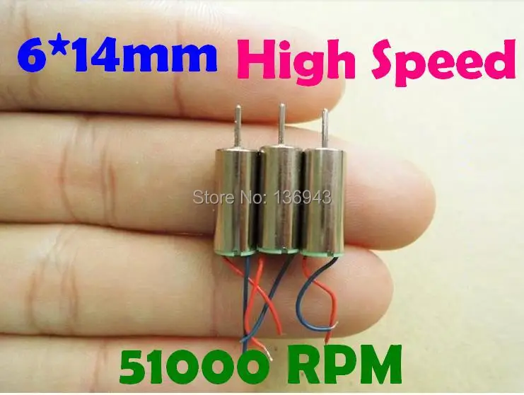 

100pcs/lot 6*14mm Weili V911 High Magnetic Hollow Cup Motor 4.2V/0.12A/46500RPM For R/C Aircraft/Helicopter Tail Motor