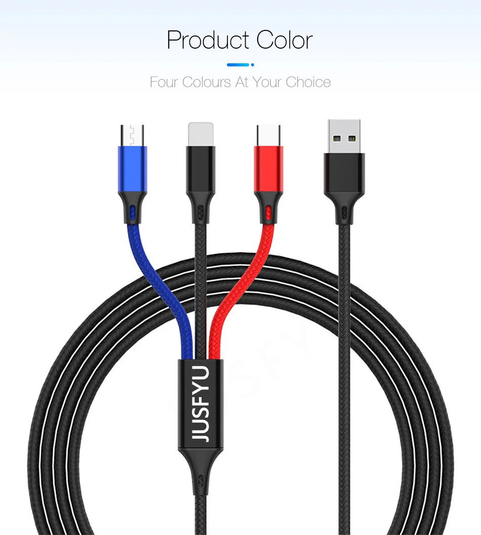 3 в 1 mi cro USB мульти зарядное устройство кабель 1,2 м несколько Тип C зарядный кабель Кабо для iPhone X 7 Xiaomi mi 9 8 Usb type-C usbc кабель