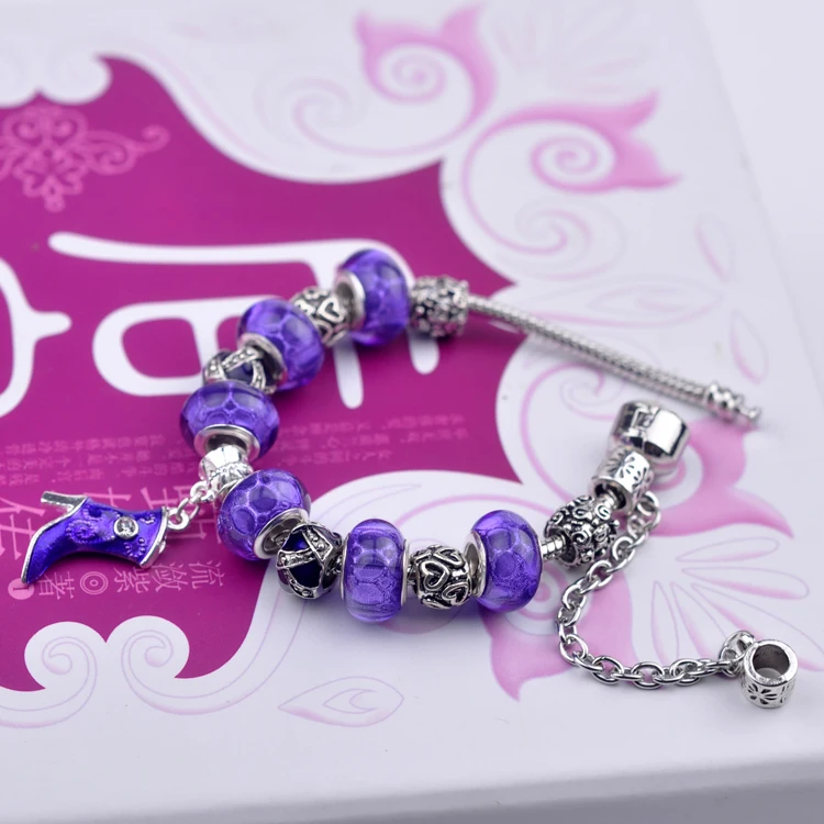 Античный серебряный шарм-браслет и браслет серебро 925 пробы с сердечком женская