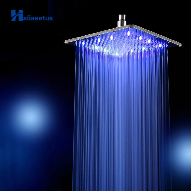 

10 Inch Rainfall LED Shower Head Without Shower Arm.Water Powered 3 Colors Changed 25CM * 25CM Showerhead. Led chuveiro ducha