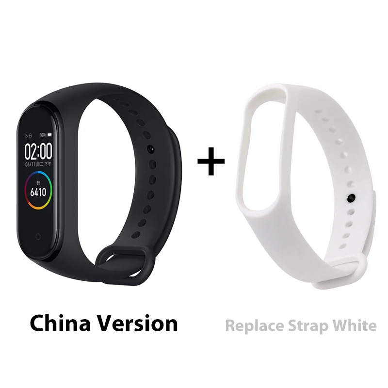 Белый Xiaomi mi-браслет 4 музыкальный смарт-браслет mi Band 4 браслет пульсометр фитнес 135 мАч Bluetooth 5,0 цветной экран - Цвет: Белый