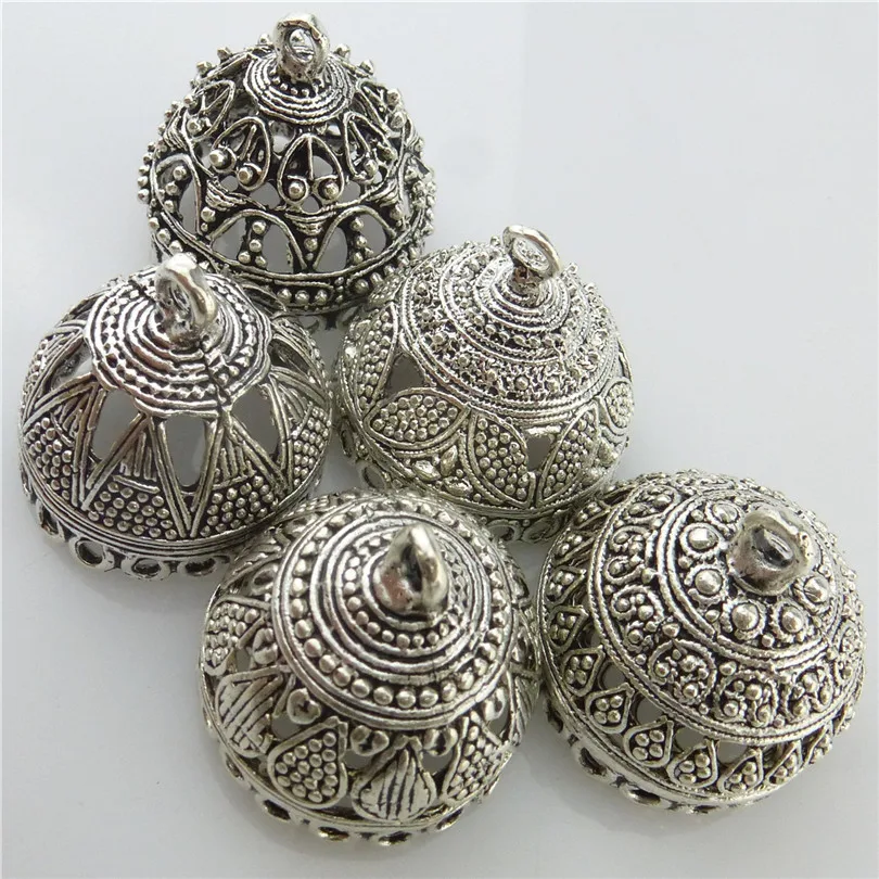 

19077 Vintage Silver Color 5X Mix Antique Heart Triangle Carve Filigree Pendant For Tassel Earring
