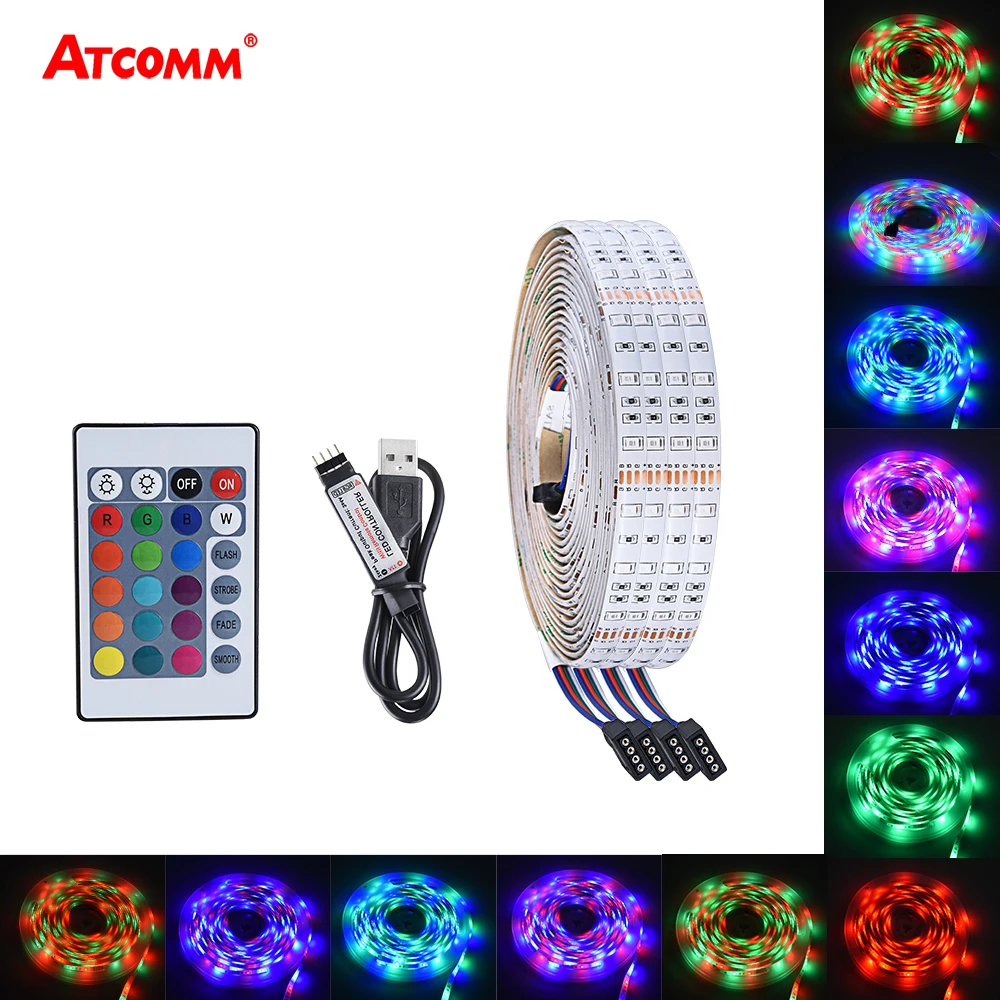 RGB светодиодный ленточный светильник USB 5 в 1 м 2835 SMD Светодиодная Диодная лента ТВ