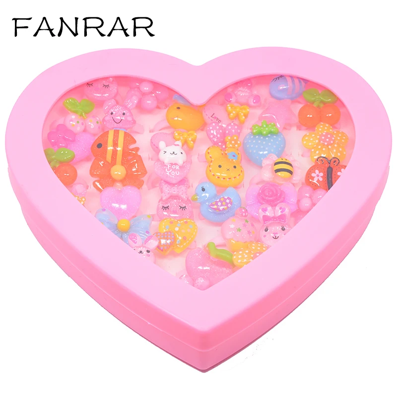 Wholesale 36pcs Mix Lot Animals Rabbit bear Flower Heart Assorted Baby Kids Girl Children's Cartoon Rings Birthday party gift |