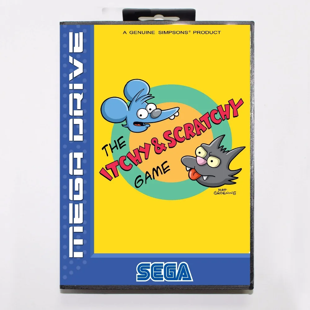 Зуд и першение 16 бит MD карточная игра с коробку для Sega Megadrive/Genesis|itchy and scratchy|16 bitmd game