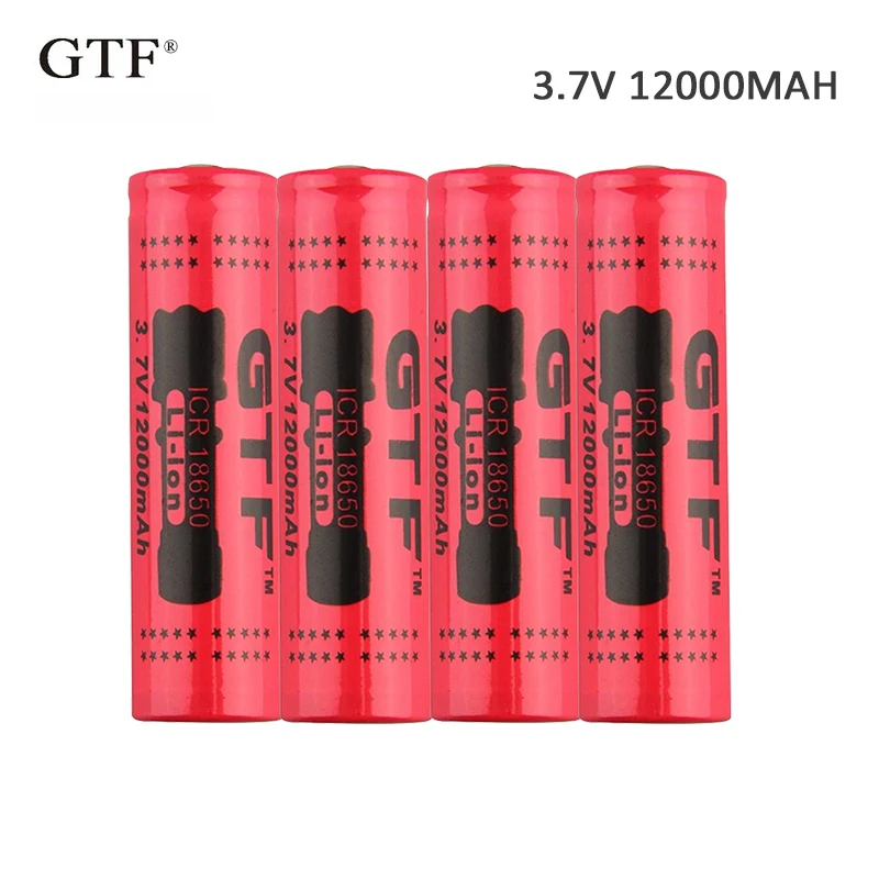 4 шт 3 7 V 12000mah 18650 Батарея светодиодный фонарик Фонарь батареи li ion Перезаряжаемые