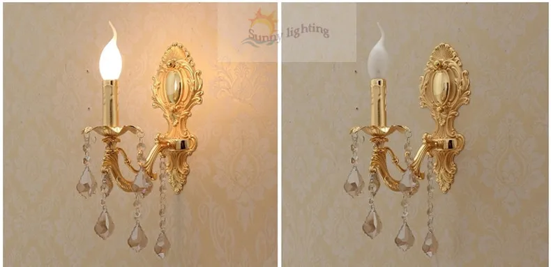 Домашний настенный светильник с золотым кристаллом 1 шт. винтажное светодиодное