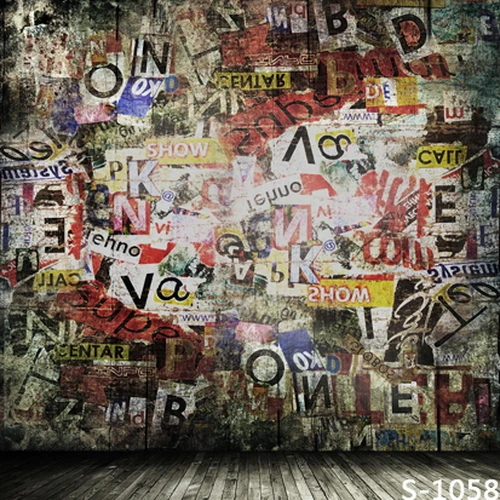 

10x10FT Indoor Newspaper Wallpaper Wall Vintage Graffiti Letters Custom Photo Backdrops Studio Backgrounds Vinyl 8x8 8x10 8x15