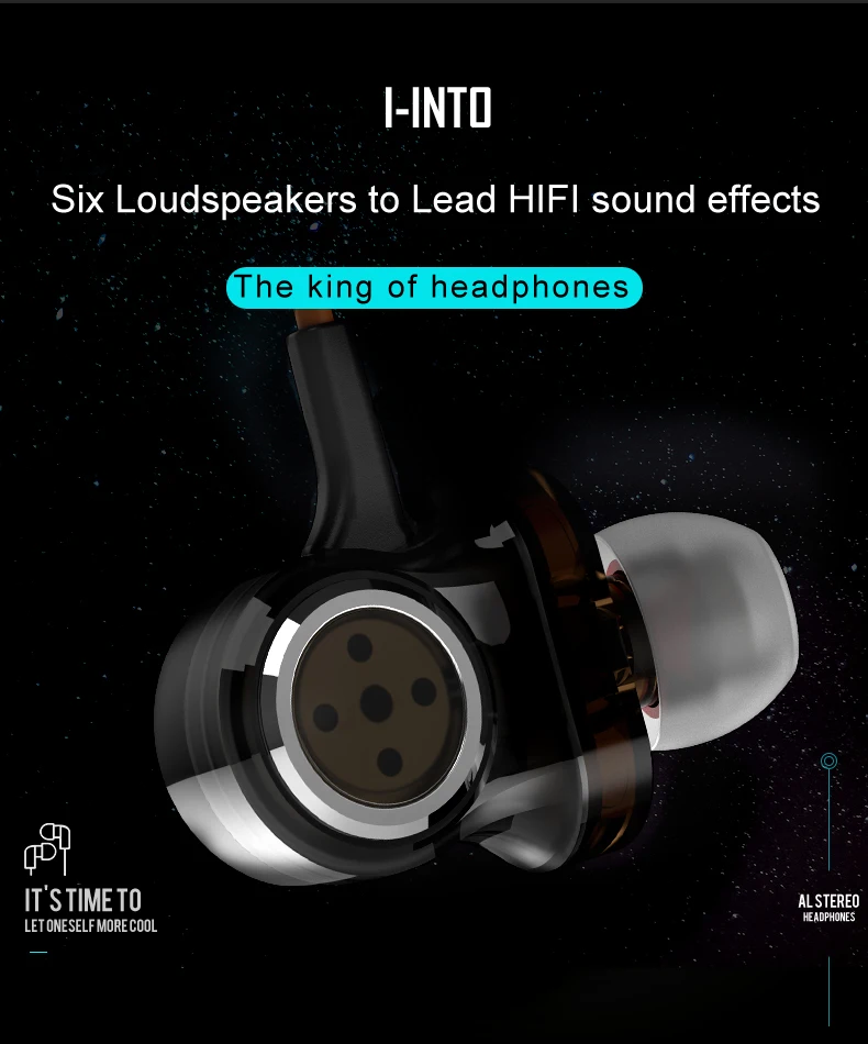 Новые I-INTO i8, динамические наушники с 6 блоками, Hi-Fi, басовый сабвуфер, 3,5 мм, наушники-вкладыши с шестью громкоговорителями